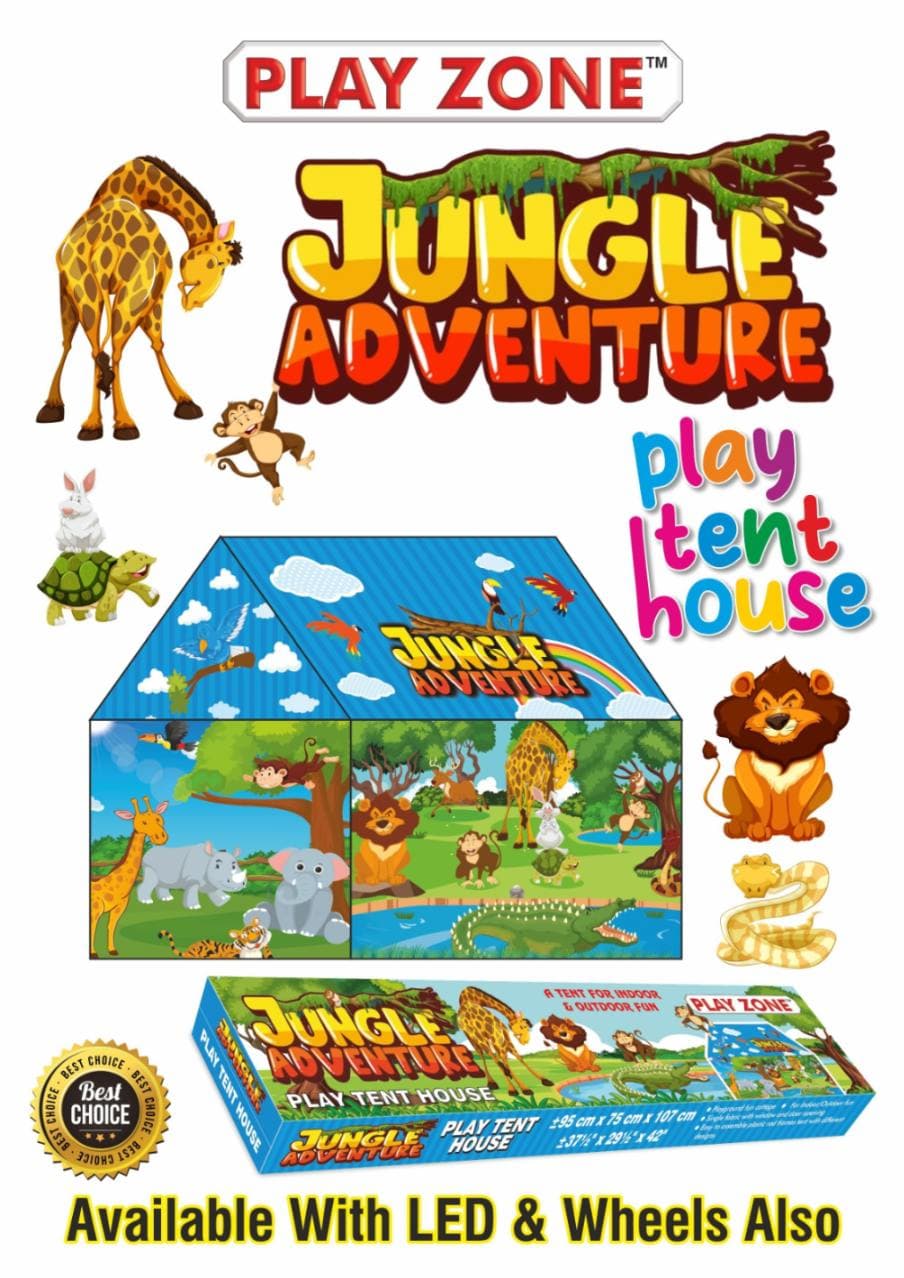 Kidoyz Jungle Adventure Play Tent House for Kids | Indoor & Outdoor Play Tent | 3x3x3.5 ft | Jungle Theme Kids Tent