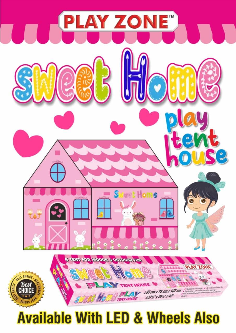 Kidoyz Sweet Home Play Tent House for Kids | Indoor & Outdoor Play Tent | 3x3x3.5 ft | House Theme Girls Tent
