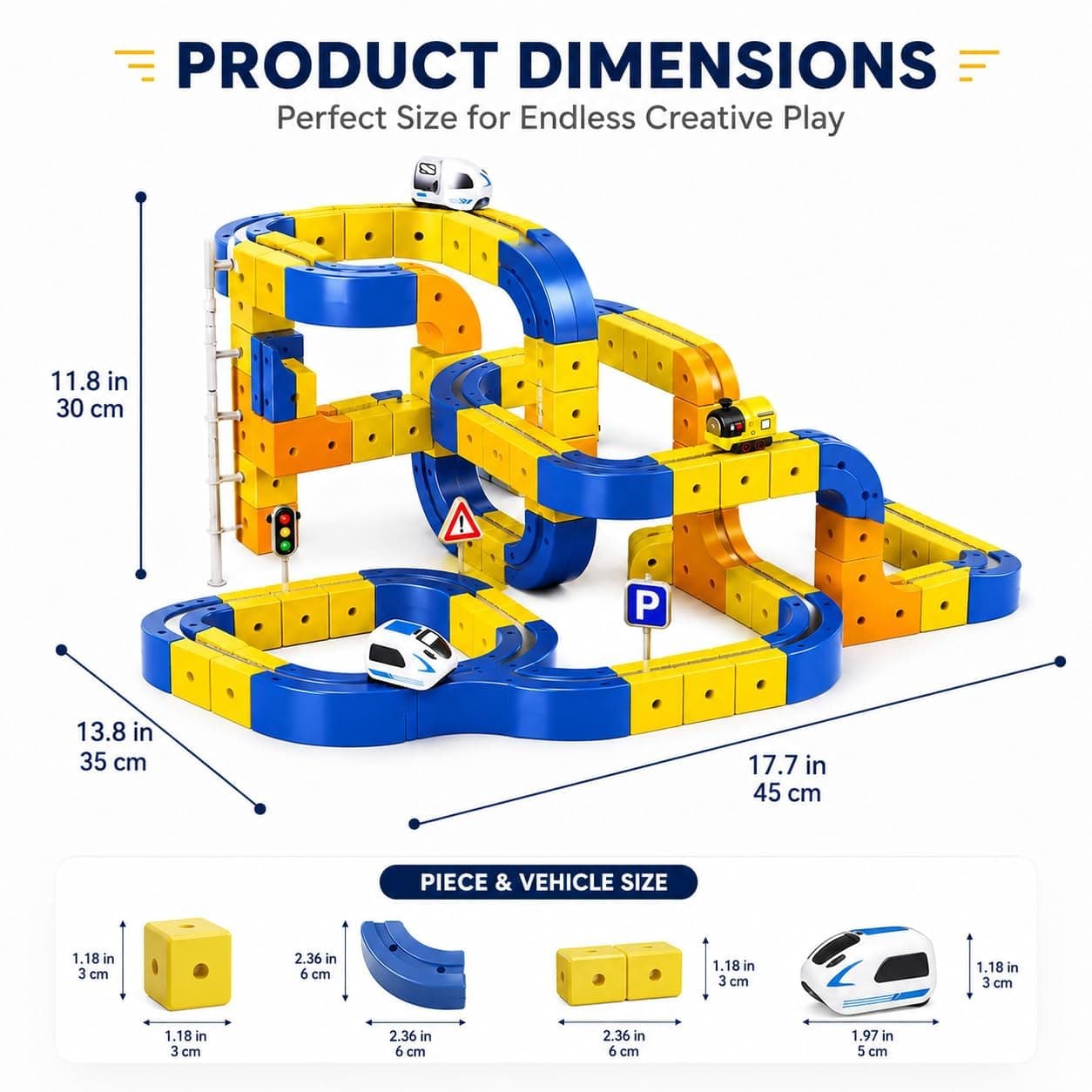 Kidoyz 169 Pcs Magnetic Building Block Track Car Set for Kids 3+ | DIY Construction Race Toy with Blocks & Electric Cars STEM Learning Educational Gift Boys Girls — view 2