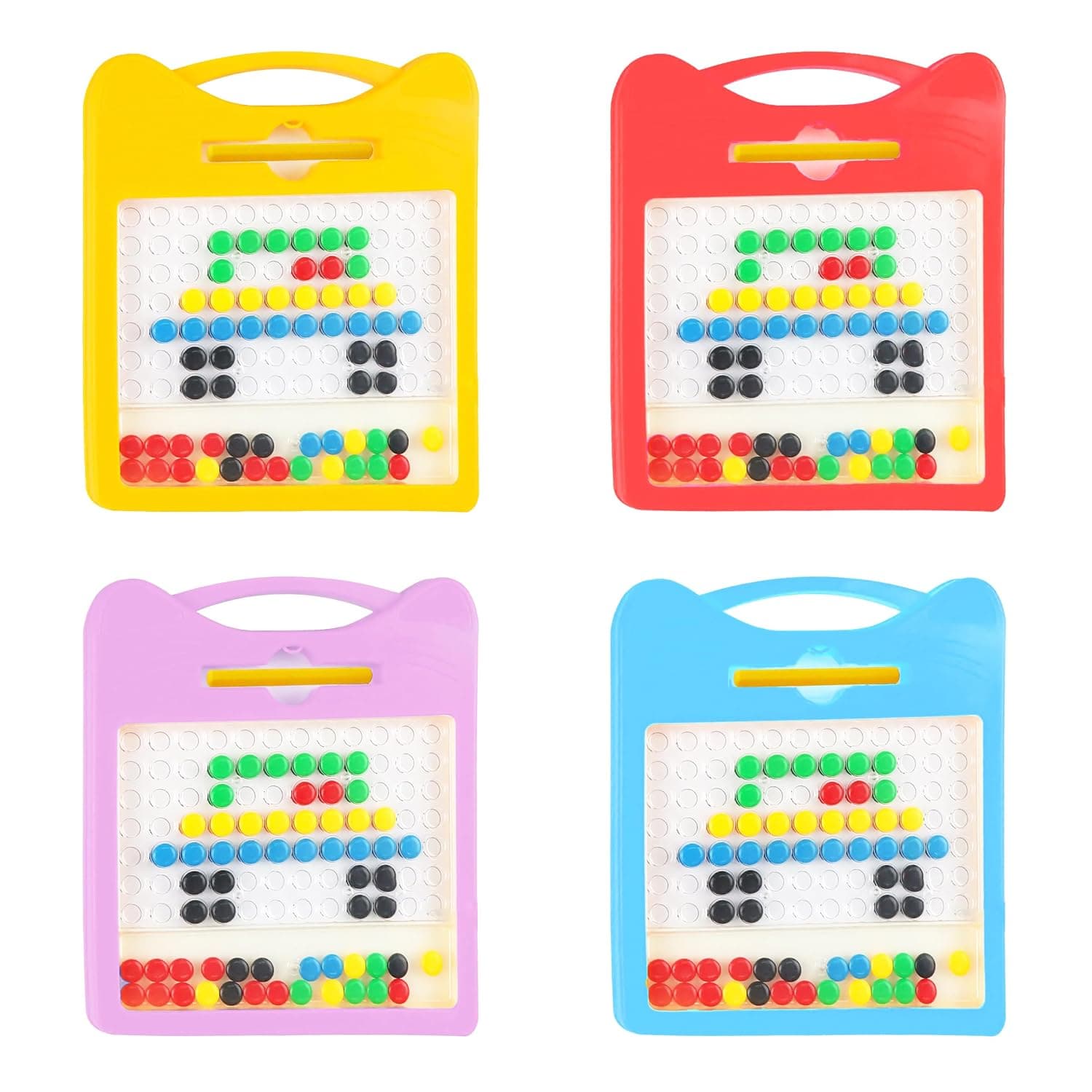 Kidoyz Educational Dot Magpad Drawing Board Toy for Kids - Montessori Learning with Magnetic Beads, 12 Double Sided Cards and Stylus - Color As Per Stock — view 2