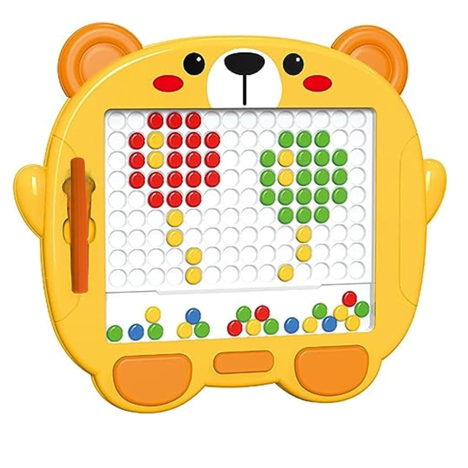 Magnetic Slate Magnetic Drawing Board for Kids Doodle Board Magnetic Beads Pen Drawing Board Dot Art Educational Travel Toys for 2 3 4 5 6 7 8 Year Old Boys Girl (Bear Slate)