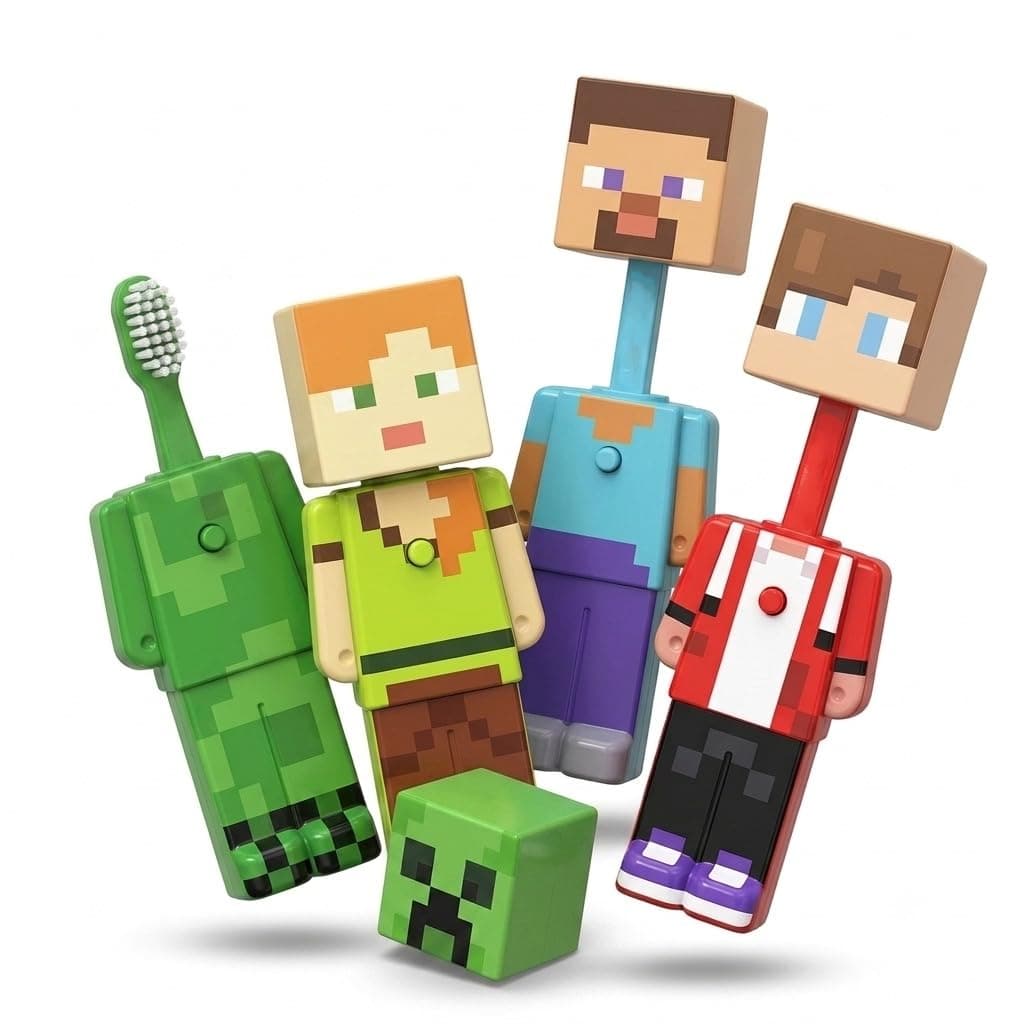 Kidoyz Minecraft Character Toothbrush for Kids | Expandable Pixel Style Travel Toothbrush - 1Pcs — view 4