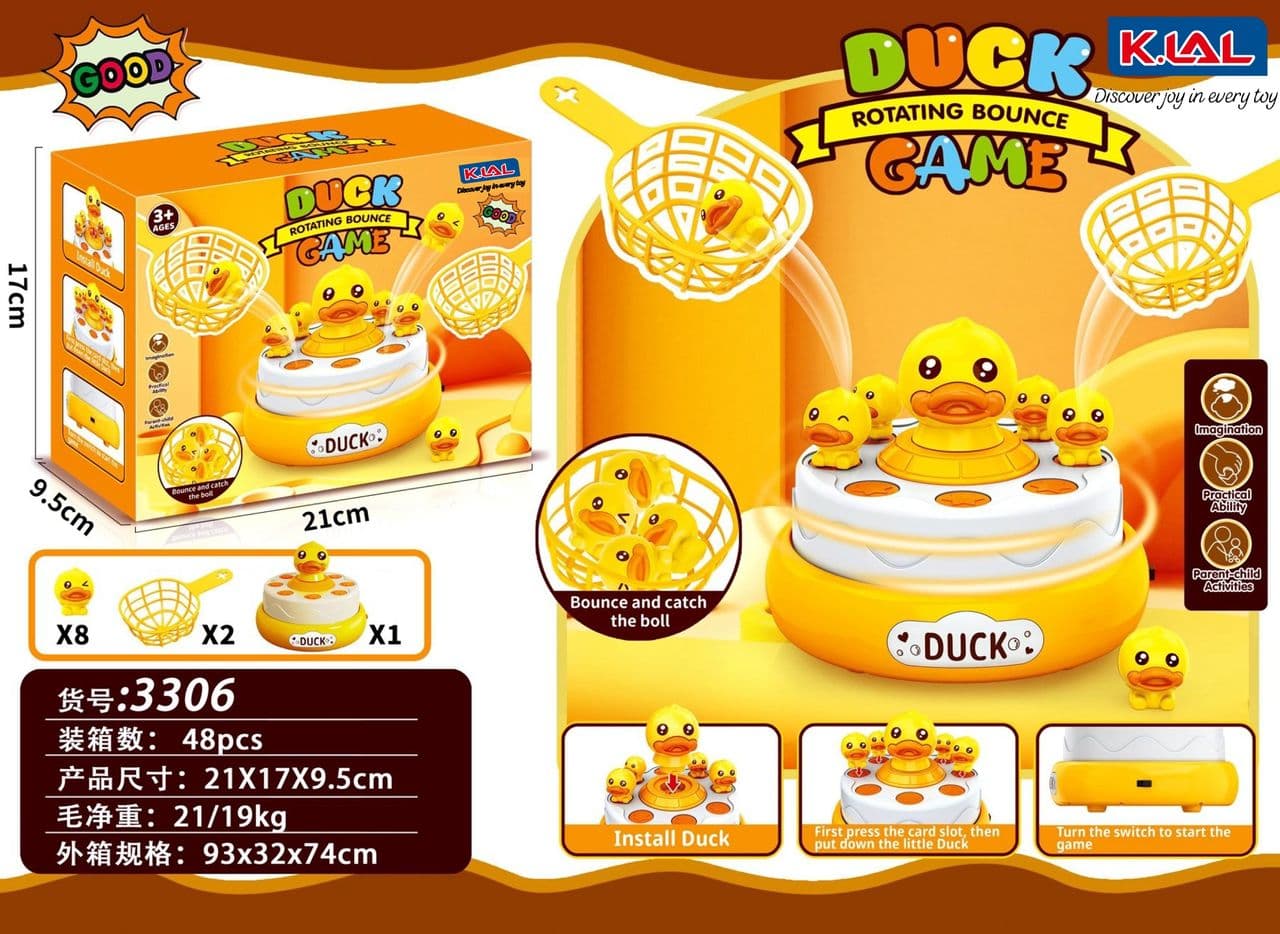 Kidoyz Duck Rotating Bounce Catching Game for Kids with 2 Baskets & Cute Duck Figures, Interactive Hand-Eye Coordination Family Activity Toy — view 5