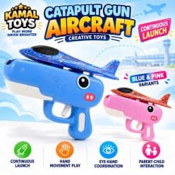 Catapult Gun Aircraft Launcher Toy With Foam Glider | Color As Per Stock