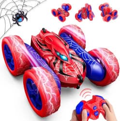 Spider-Man Remote Control Stunt Car | 2.4GHz Rechargeable Double-Sided Flip RC Car with Lights | Ages 3+