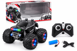 Big Tyre RC Monster Truck Stunt Car | Light-Up Wheels & Grille | USB Rechargeable Remote Control Car for Kids