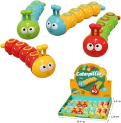 Kidoyz Press Caterpillar | Press-and-slide caterpillar toy in bright colours | Pack of 2 | Color As Per Stock