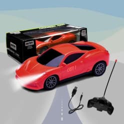 Modern Remote Control Sports Car With Headlights | 4-Way Control, USB Rechargeable | Color As Per Stock