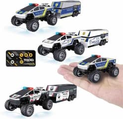 Mini Die-Cast RC Police Truck With Trailer | Drift Car With App & 2.4GHz Control | Rechargeable | Color As Per Stock