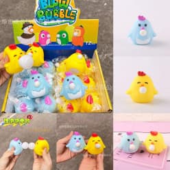Chick Bubble Blowing Squishy Toy | Squeeze Animal Spits Bubbles Stress Relief Toy | Design As Per Stock | Pack of 1