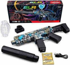 Electric Gel Ball Blaster Toy Gun With Water Bullets | USB Rechargeable Jelly Bullet Shooter With Grenade-Style Hopper | Graffiti Design