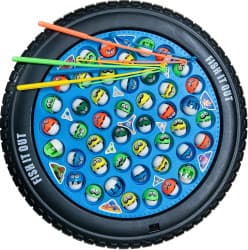 Fishing Game Toy Set with Rotating Board | with Music On/Off Switch for Quiet Play | 45 Fishes and 4 Fishing Poles | Safe and Durable Gift for Toddlers and Kids(Fishing Game Big)