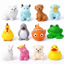 Chu-Chu Squeezy Bath Toys Set of 6 Pcs | PVC Animals Squeeze Toys for Babies | Pack of 1 Set