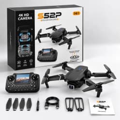 S52P 4K HD Camera Foldable Drone with Remote Controller Screen | Hover Function & Height Control | Ages 14+ | Pack of 1 Pc
