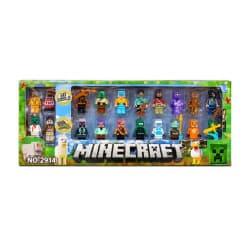 Lego Style Pixel World 16 Pcs Mini Figures Set | Block Style Characters & Animals Collectible Figurines in Window Box | Ages 6+ | Pack of 1 Set