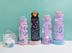 Girls Cute Print Water Bottle for Kids | Flip Straw Lid Sipper Bottle | Random Design as per Stock Dispatched | Pack of 1 Pc