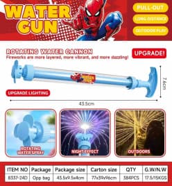 Pull-Out Water Gun Pump Blaster 43 cm with Rotating Spray & Night Lights | Outdoor Pichkari Toy | Random Design as per Stock Dispatched | Pack of 1 Pc