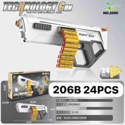 Soft Bullet Dart Blaster Toy Gun With Shell-Throwing Magazine & 24 Soft EVA Bullets | Technology Super Gun Blaster | Ages 6+