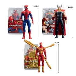 3 Piece Set 20 cm Superhero Action Figures | Spider-Man, Thor & Iron Spider | Plastic Box