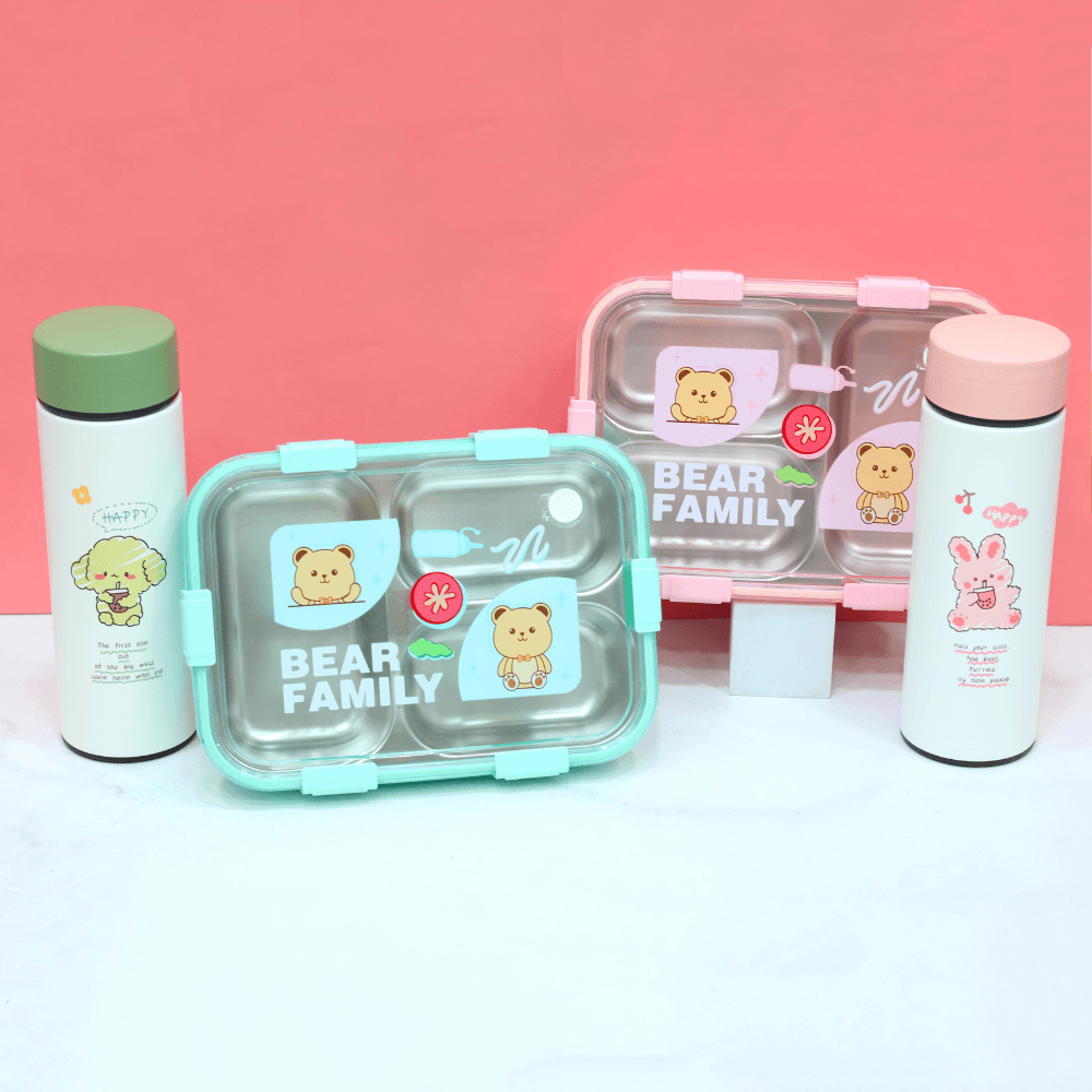 Animal Theme Bento Lunch Box & Water Bottle Combo