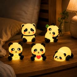 Cute Panda Night Lamp With Warm Yellow Soft Light | 5 Panda Styles Assorted Kids Room Light & Gift | Random Design