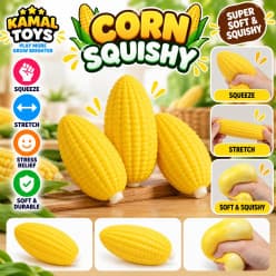 Corn Squishy Toy | Soft Squeeze Stress Relief Fidget Toy for Kids | Pack of 3 Pcs