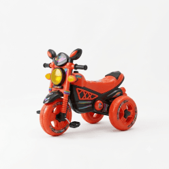 Kids Deluxe Electric Ride-On Tricycle Motorcycle – Bullet Series with 6V Rechargeable Battery, Music & Light Effects, Foot Pedal Operation and Under-Seat Storage, Red-Orange, for Kids Ages 3–6 Years