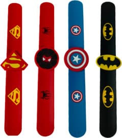 Superhero Slap Band Watch for Kids | Avengers, Batman, Spider-Man & Superman Wrist Bands | Pack of 4