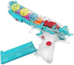 Gear Gun with 3D Lights and Music Pretend Play Toy Gun Kids Baby Toy Multi Color (Multicolor)