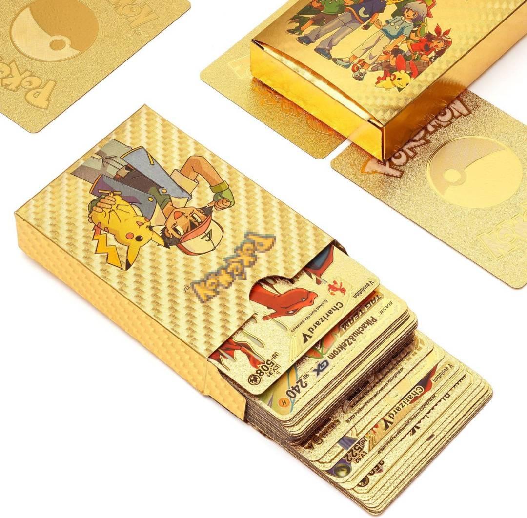 Waterproof 55pcs Pokemon Gold Card Box V Series Vmax Gx Playing  (Multicolor)