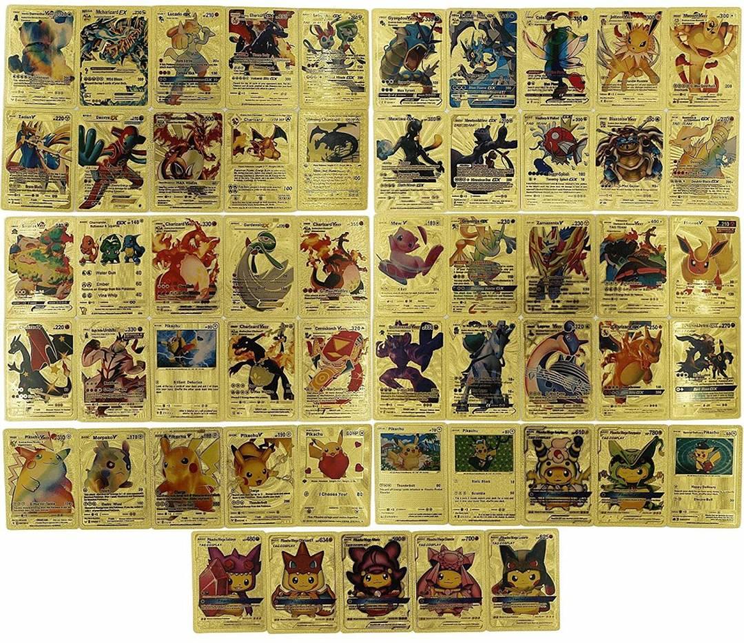 Waterproof 55pcs Pokemon Gold Card Box V Series Vmax Gx Playing  (Multicolor)