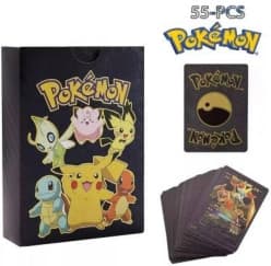Pokemon 55 Pcs Black Foil Cards (, V, GX, EX & Basic cards ) (Black)