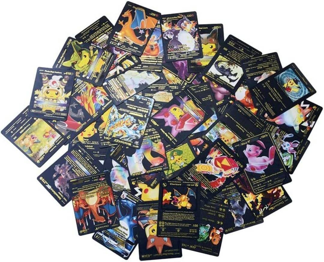 Waterproof 55pcs Pokemon Black Foil Card Box V Series Vmax Gx Ex Cards  (Black)