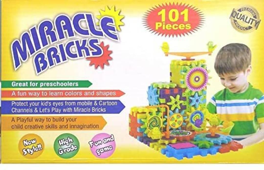 Miracle Brick Motorized Spinning Gear Building Block Interlock Toy 101 Pcs Kids  (Multicolor)