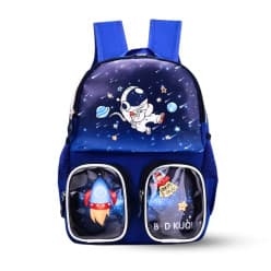 Trendy Space Theme Cartoon Character Backpack for Kindergarten - Fun, Durable, Spacious with Front Pockets - Yellow