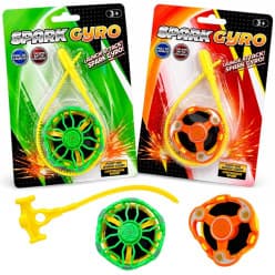 Kidoyz Spark Gyro Battle Spinning Top Toy Set for Kids with Launcher, High Speed Spin Attack Arena Game, Fun Fighting Gyroscope Toys for Boys & Girls Age 3+ Pack of 2