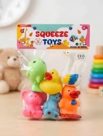 KIDOYZ Squeaky Animal Bath Toys Set of 6 – Soft Squeezable Animal Figurines for Toddlers & Infants | Floating Water & Playtime Sensory Toys for Kids (18-Set Box Pack)