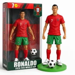 KIDOYZ 22cm Football Star Action Figure Set with Ball & Display Base | Premium PVC Soccer Collectible Figurine Toy for Kids, Room & Desk Decor | Ideal Gift for Fans (Ronaldo Edition)