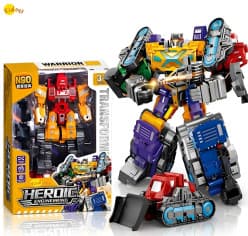 KIDOYZ 5-in-1 Construction Vehicle Robot Toy Set β Transforming STEM Engineering Truck & Vehicle Action Figure Playset with Accessories for Boys & Girls (Ages 3+)