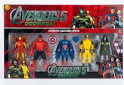 5-Piece Avengers Superhero Action Figure Set | Convertible Hero & Villain Toy Playset for Kids Ages 3+ | Superhero Collectible Figures | Red Hulk, Doomsday, Iron Man