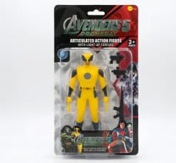 KIDOYZ Wolverine Superhero Action Figure (18cm/7") with Light-Up Chest Feature & Weapon Accessories – Articulated Movable Toys for Kids (3+ Years)