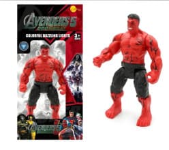 KIDOYZ Avengers Doomsday Red Hulk Action Figure (18 cm / 7") with Colorful Dazzling Chest Lights – Articulated Poseable Superhero Toy for Kids (3+ Years)