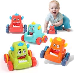 4Pcs Mini Monster Car Fun Press Sliding Toys For Kids - Set Of 4 (Multicolor, Pack of: 4)