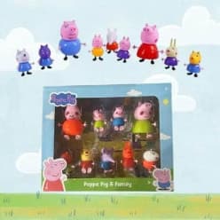 Peppa Pig Figure Set of 9 Pieces | Pretend Play Toy Set with Peppa, George, Mummy Pig, Daddy Pig & Friends | Poseable Family & Friends Action Figures for Kids, Boys & Girls
