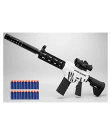Kidoyz Automatic Big Rifle Toy Gun for Kids | Battery Operated Foam Bullet Blaster with 20 Soft Foam Bullets & Dummy Scope | Single Firing Mode Pretend Play Toy | Fun Gift for Boys & Girls