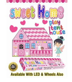 Kidoyz Sweet Home Play Tent House with LED Lights for Kids | Rectangle Box Packaging | 3x3x3.5 ft | House Theme Girls Tent