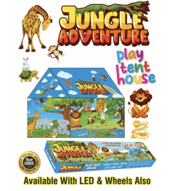 Kidoyz Jungle Adventure Play Tent House with LED Lights for Kids | Rectangle Box Packaging | 3x3x3.5 ft | Jungle Theme Kids Tent