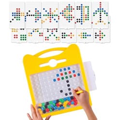 Kidoyz Educational Dot Magpad Drawing Board Toy for Kids - Montessori Learning with Magnetic Beads, 12 Double Sided Cards and Stylus - Color As Per Stock