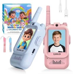 KIDOYZ Video Calling Toy Set Pack of 2 | Interactive Kids Walkie Talkie with Camera, Speaker, Push-to-Talk & Voice Changer | Pink & Blue | Type-C Rechargeable