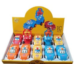 Kidoyz 2-in-1 Transforming Robot Car Toy, Friction Powered Racing Car & Robot, Pack of 2